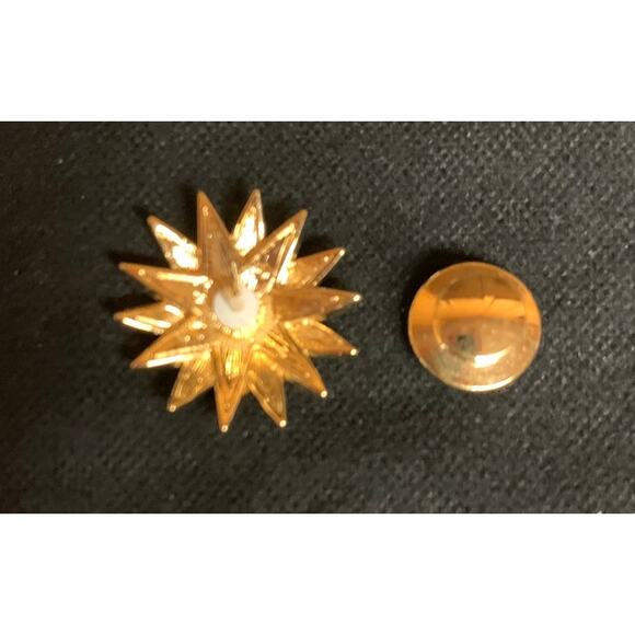 Swarovski Crystal Gold and Silver Tone Sunburst Pin - Picture 3 of 3